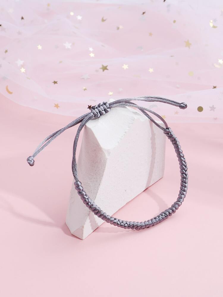 1 Bộ Vòng Tay Bện Dây May Mắn Bộ Quà Tặng Dành Cho Bạn Thân/Cặp Đôi, Bán Buôn Bộ Vòng Tay Nhiều Mảnh Cho Nữ - Xám - Xem 7