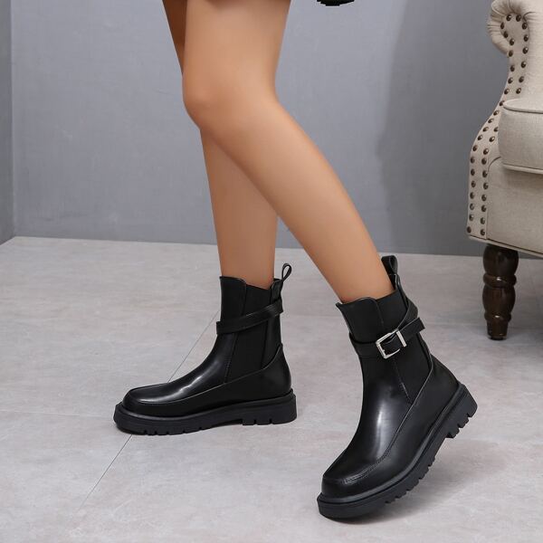 

Buckle Decor Chelsea Boots, Black