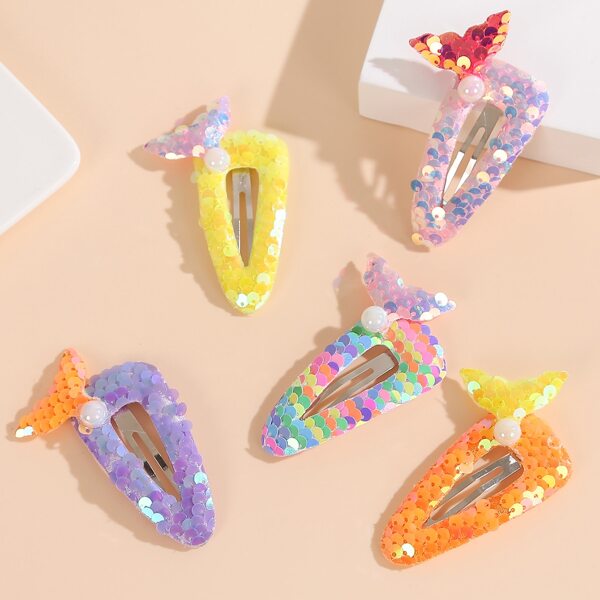 

5pcs Girls Sequin Decor Hair Clip, Multicolor