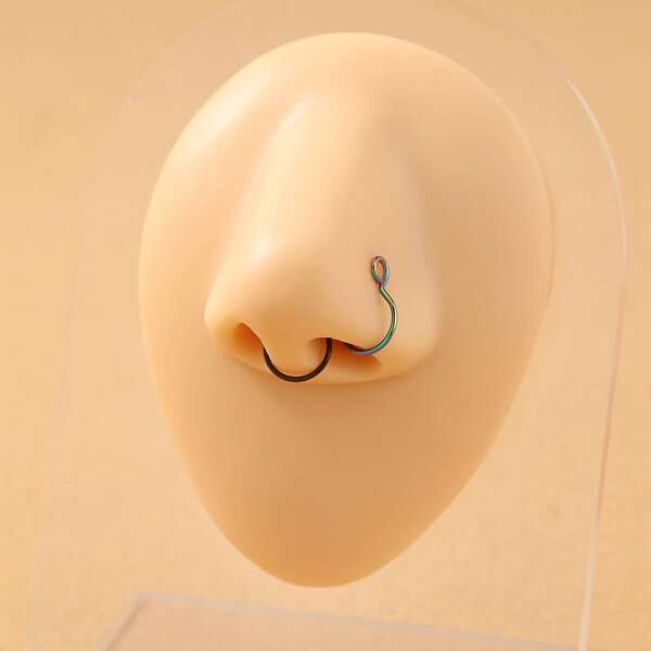 

2pcs Men Minimalist Nose Ring, Multicolor