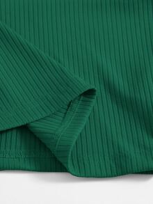 SHEIN EZwear Rib-Knit Crop Halter Top - Green - View 6