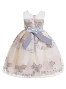Tween meisje Nette jurk Met Vlinder & Cutout design , Gemaakt Van Satijn Materiaal , Elegant En , Geschikt Voor School Prestaties
