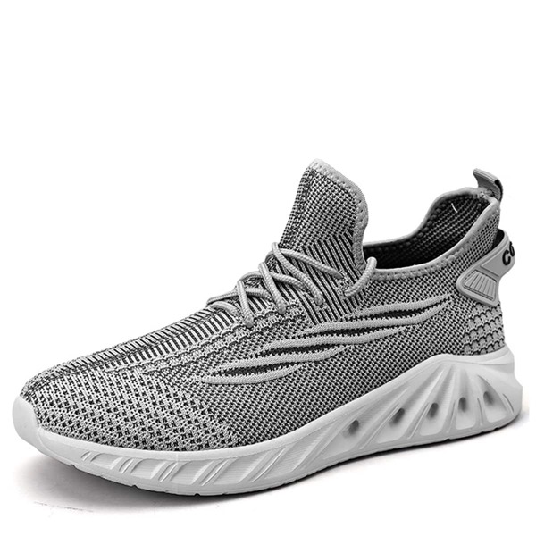 

Men Knit Detail Lace-up Front Running Shoes, Grey