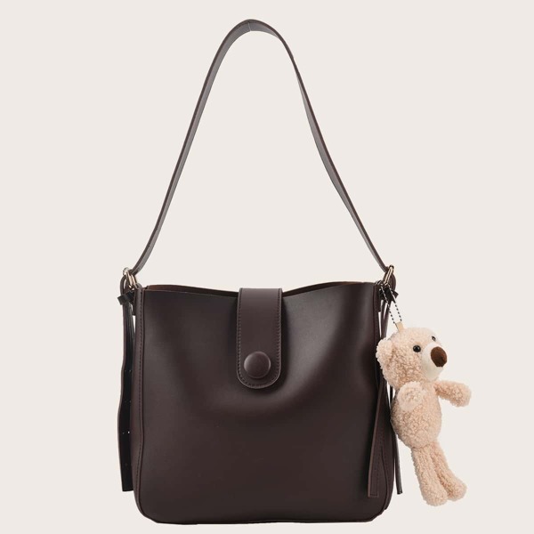 

Doll Decor Minimalist Bucket Bag With Inner Pouch, Coffee brown