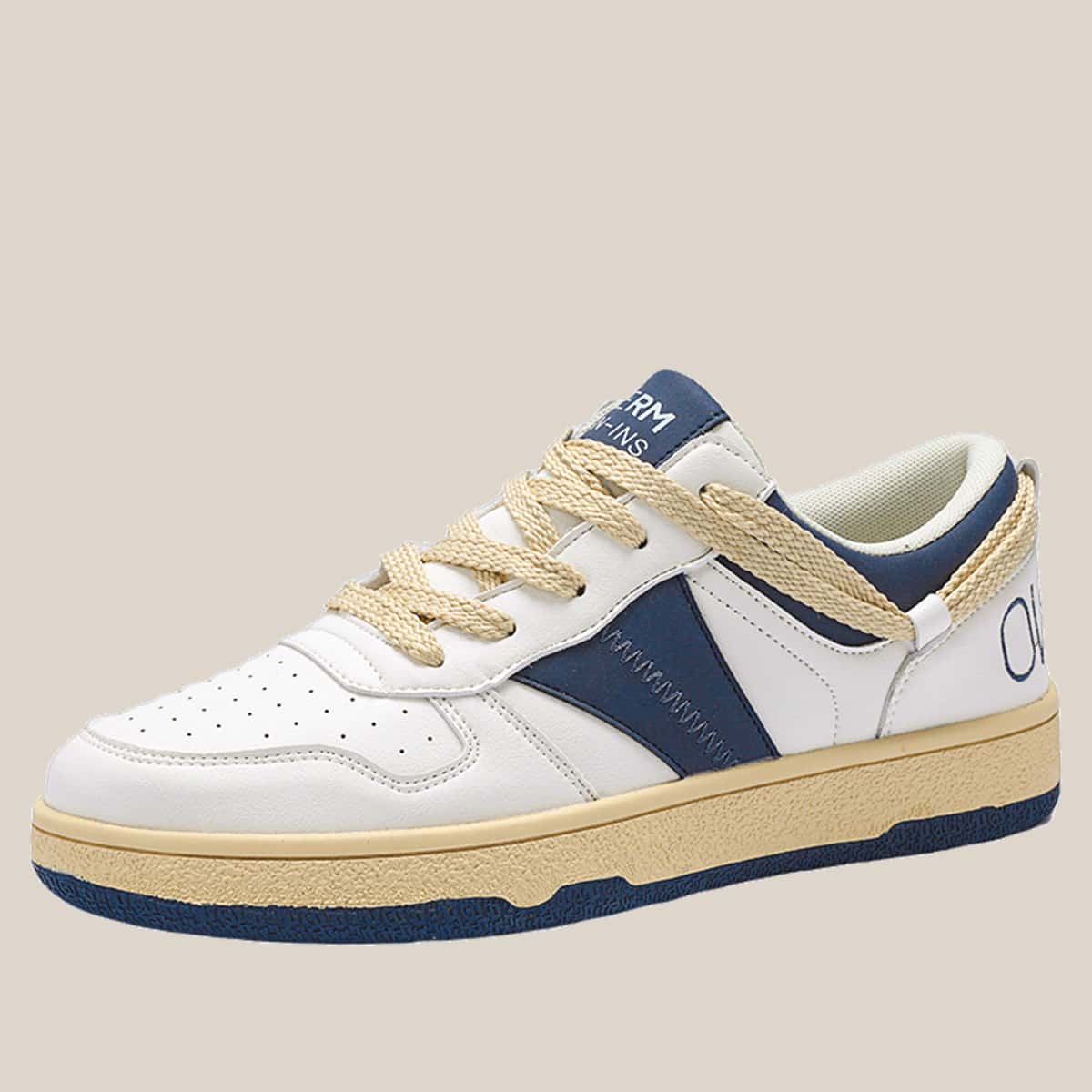 

Guys Colorblock Lace-up Front Skate Shoes, Blue and white