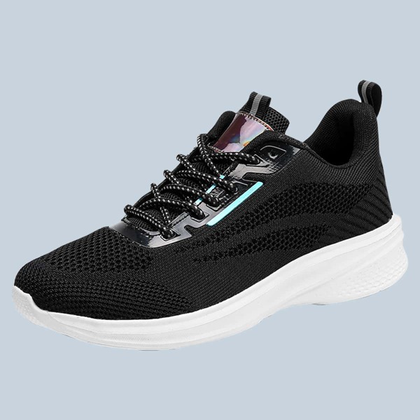 

Men Lace-up Front Knit Running Shoes, Black and white