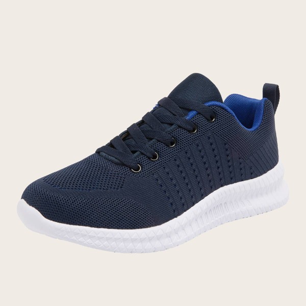 

Men Lace-up Front Knit Running Shoes, Blue