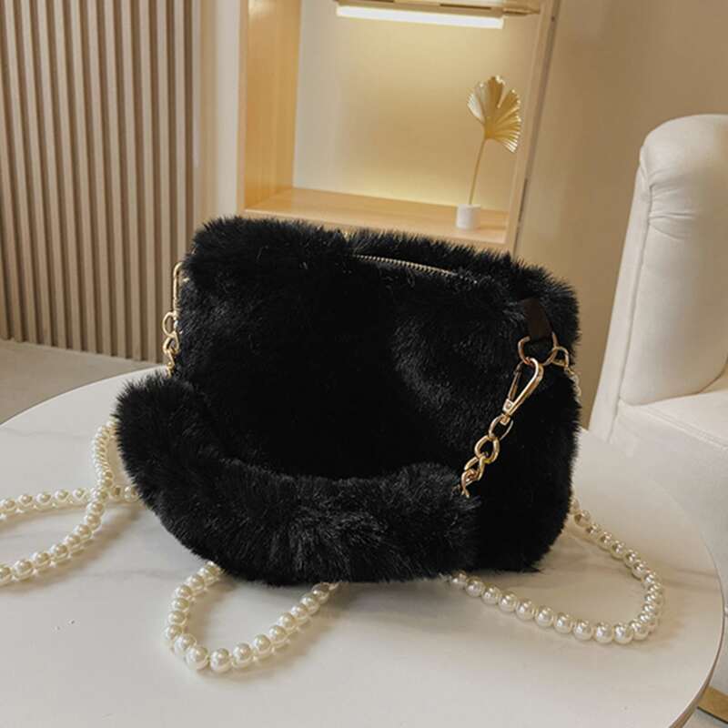 

Fluffy Shoulder Bag, Black