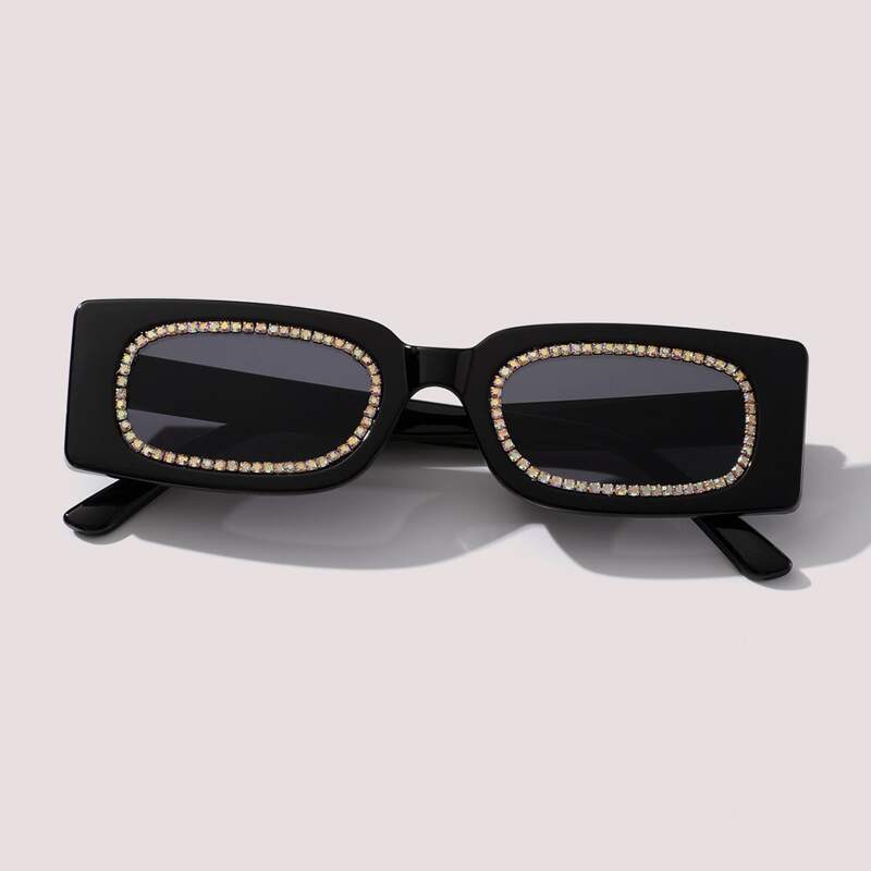 

Rhinestone Decor Square Frame Sunglasses