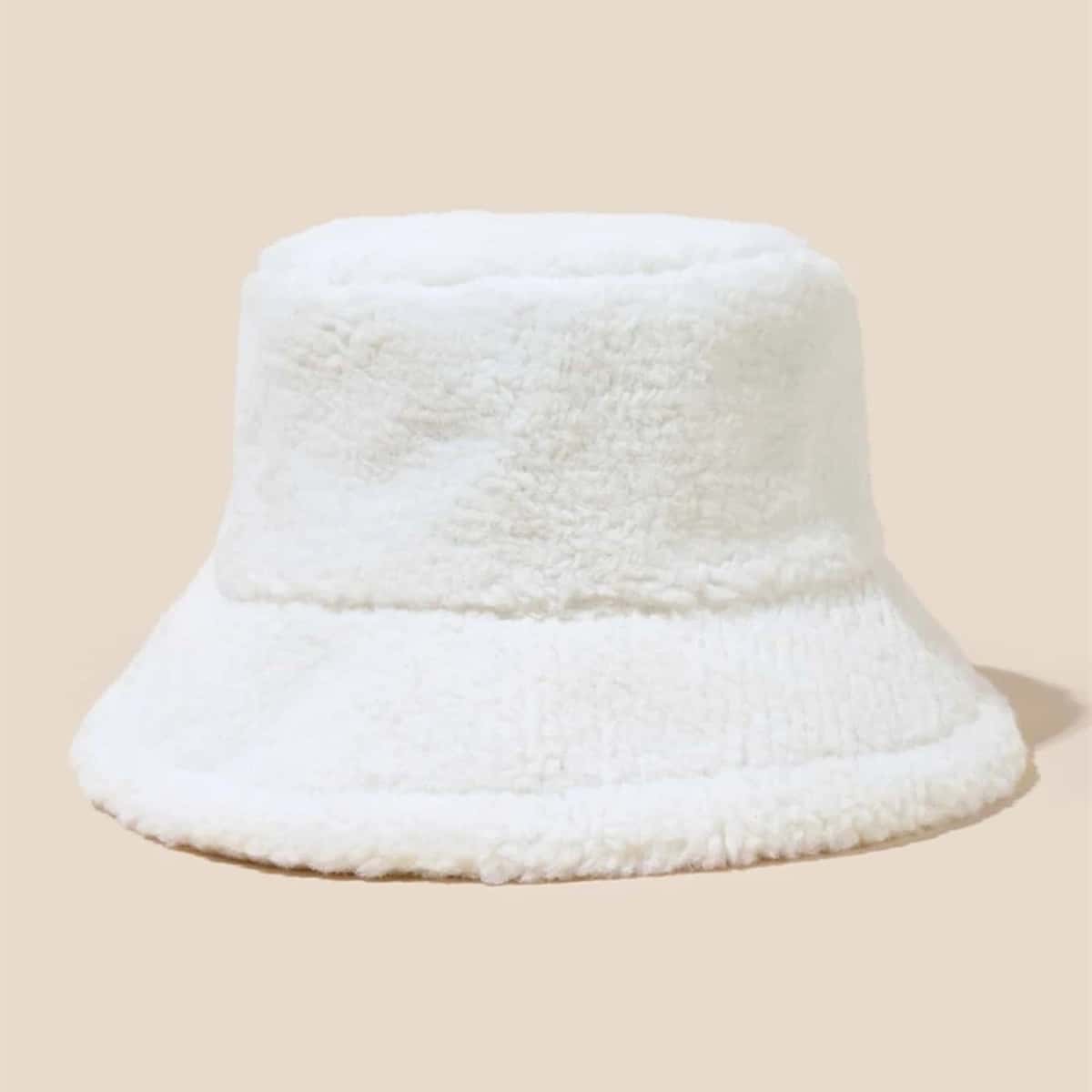 

Solid Fluffy Bucket Hat, White