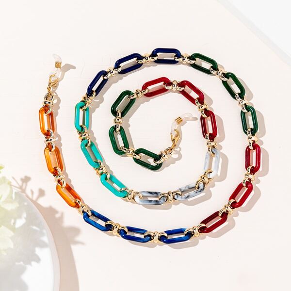 

Color Block Face Mask Chain, Multicolor