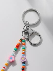 1入組軟陶心形米釘珠鑰匙圈,適用於鑰匙圈,車鑰匙