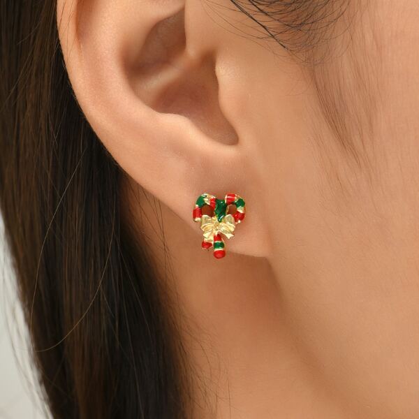 

Christmas Cane Stud Earrings, Multicolor