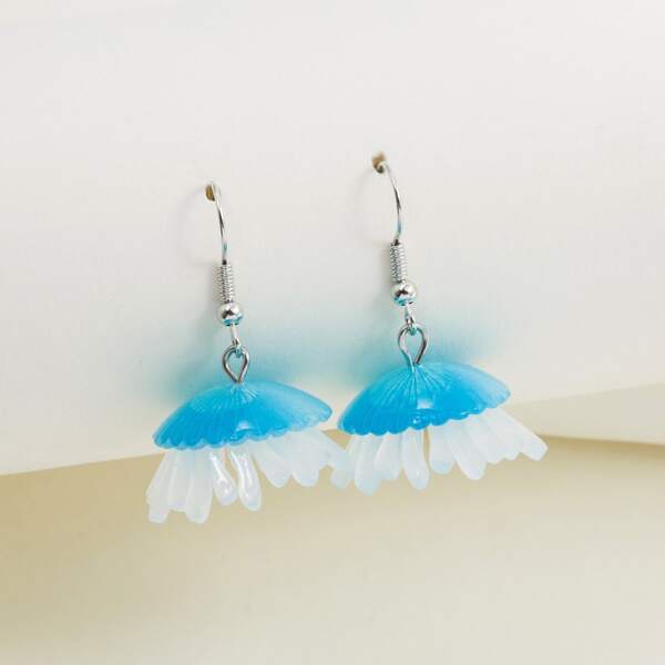 

Jellyfish Drop Earrings, Teal blue