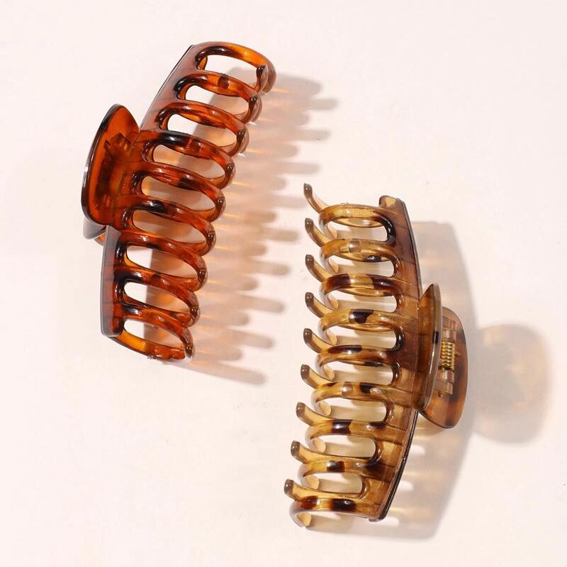 

2pcs Simple Hair Claw, Brown