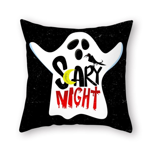 

Halloween Slogan Graphic Cushion Cover Without Filler, Multicolor