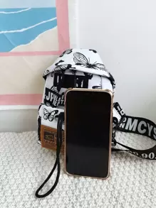 Letter Patch Graffiti Graphic Bum Bag - Black and White - View 2