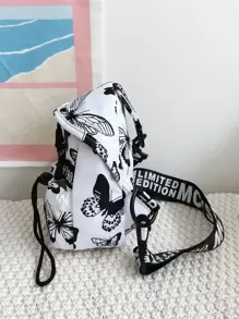 Letter Patch Graffiti Graphic Bum Bag - Black and White - View 5