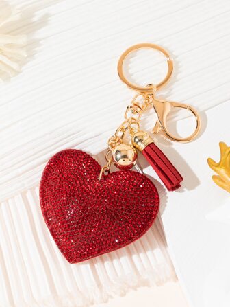 水鑽愛心掛飾鑰匙圈