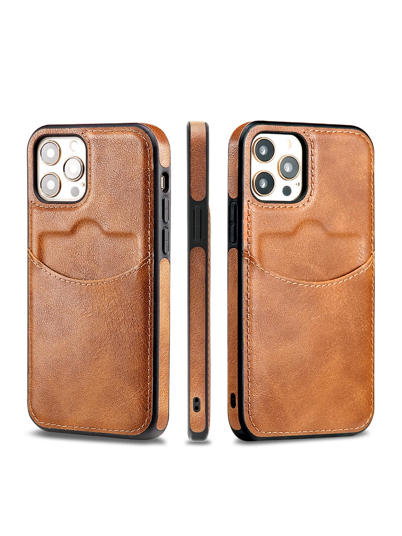 Iphone Cases For Men PU Leather Phone Case With Card Slot Compatible With IPhone 11,IPhone 13,IPhone 14 Pro Max - Mocha Brown - View 1