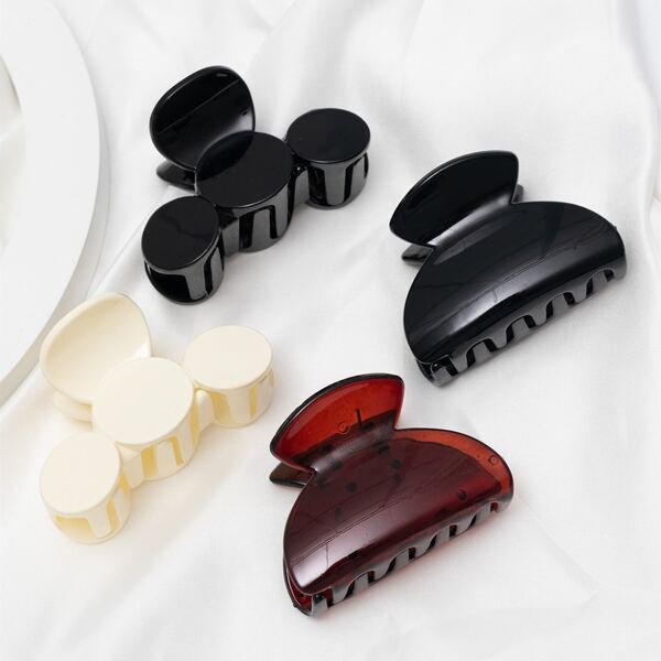 

4pcs Solid Hair Claw, Multicolor