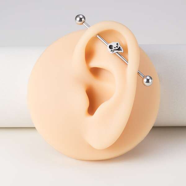 

1pc Stainless Steel Earring, Silver