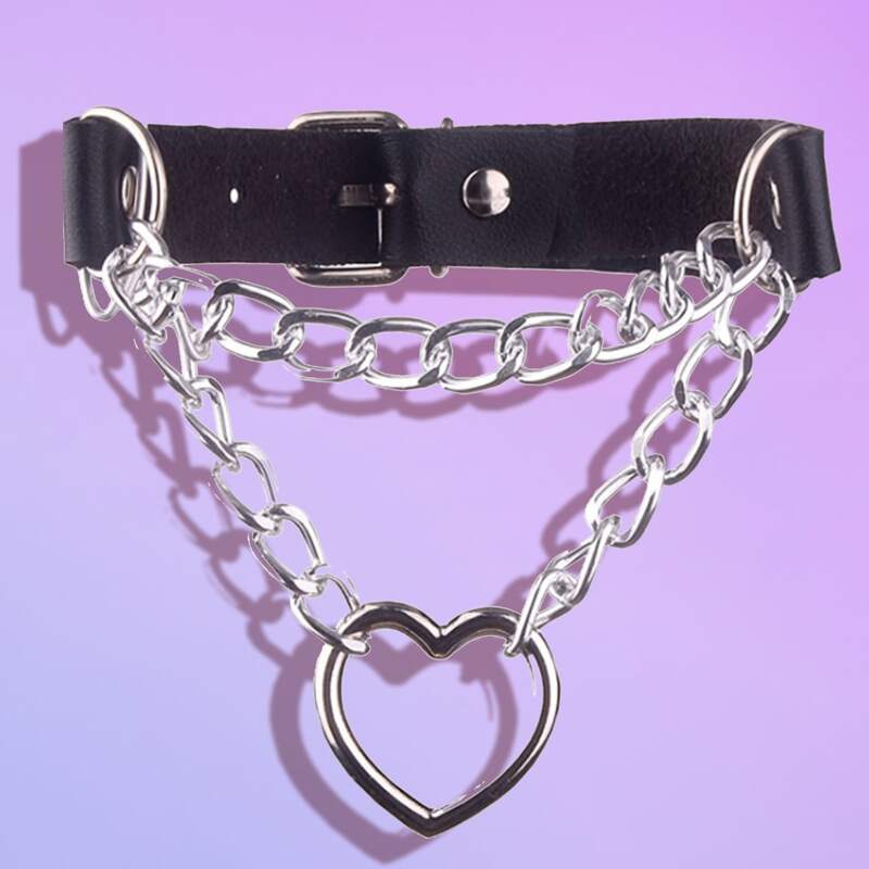 

Heart & Chain Decor Choker, Silver