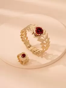 1 Stück Armreif mit Blume Detail & 1 Stück Ring