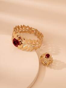 1 Stück Armreif mit Blume Detail & 1 Stück Ring