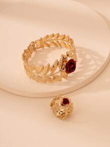 1 Stück Armreif mit Blume Detail & 1 Stück Ring