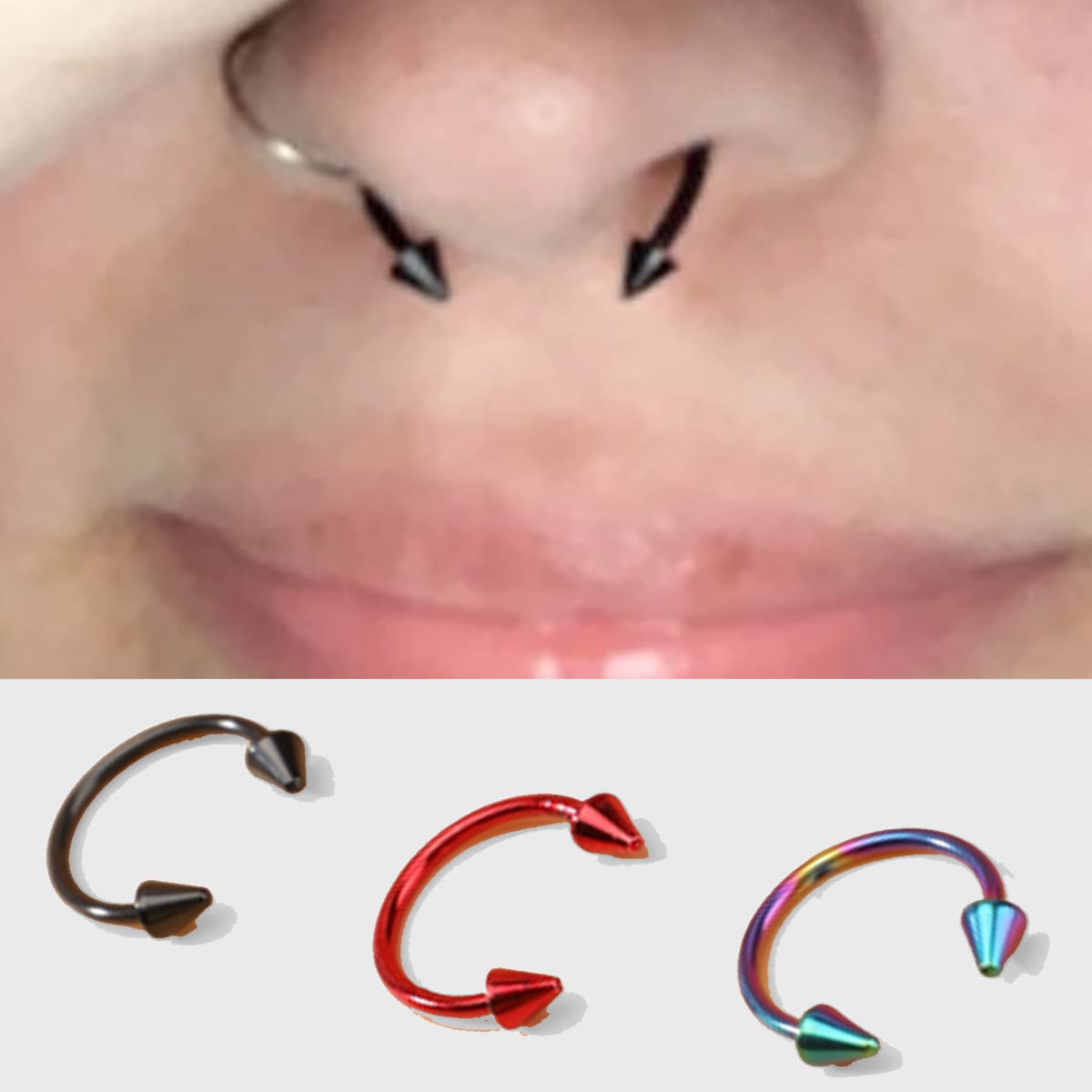 

3pcs Solid Nose Ring, Multicolor