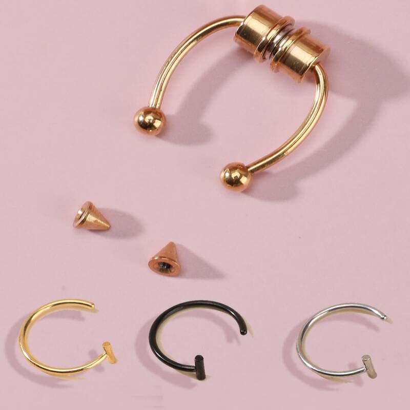 

4pcs Stainless Steel Body Ring, Multicolor