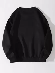 SHEIN EZwear 卡通臉圖案加絨內裏運動衫