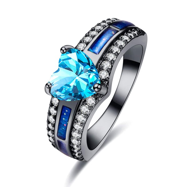 

Zircon Heart Decor Ring, Baby blue