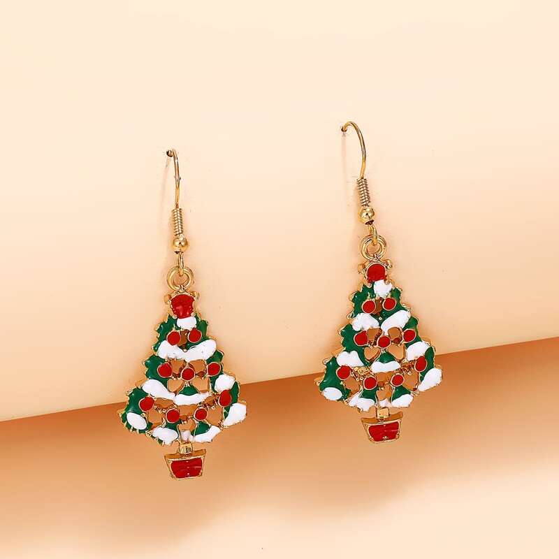 

Christmas Tree Drop Earrings, Multicolor
