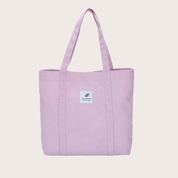 

Corduroy Letter Patch Shopper Bag, Purple