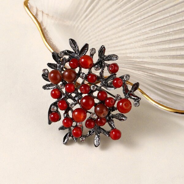 

Branch Decor Brooch, Red
