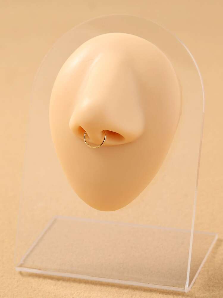 Nooxian 男士鼻環不銹鋼時尚朋克完美穿孔適合女士和男士身體鏈禮品適用於首飾類禮品 - 金黃色 - 查看 4