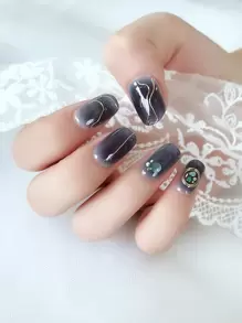 14pcs Nail Art Sticker & 1pc Nail File - Black - View 1