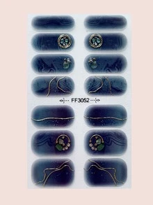 14pcs Nail Art Sticker & 1pc Nail File - Black - View 2