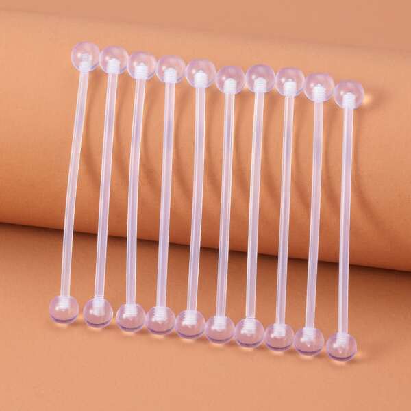 

10pcs Round Ball Decor Earrings, Clear