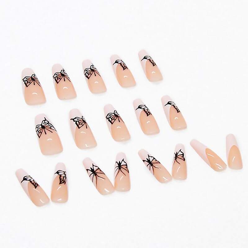 

24pcs Butterfly Pattern Fake Nail, Clear