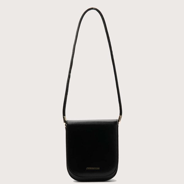 

Letter Graphic Flap Square Bag, Black