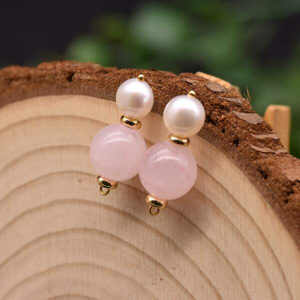 

Natural Pearl Decor Earrings, Pink
