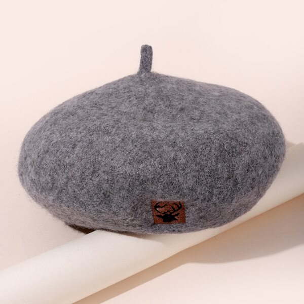 

Animal Print Beret, Grey