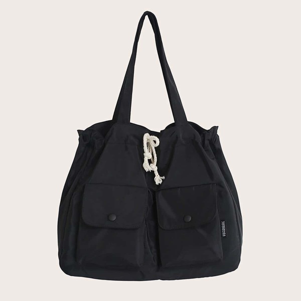 

Multi-Compartment Shoulder Tote Bag, Black