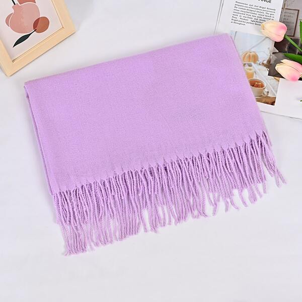 

Simple Tassel Decor Scarf, Purple