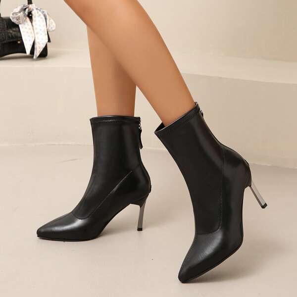 

Minimalist Stiletto Heeled Ankle Boots, Black