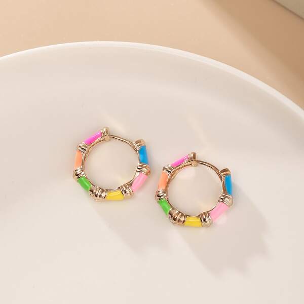 

Bamboo Joint Hoop Earrings, Multicolor