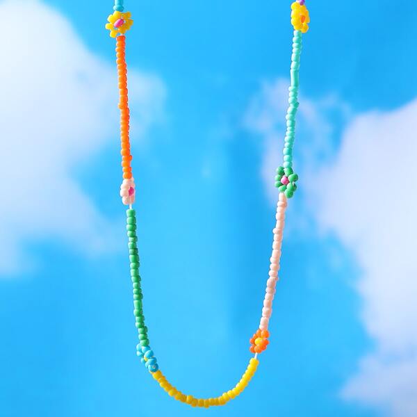 

1pc Beaded Necklace, Multicolor